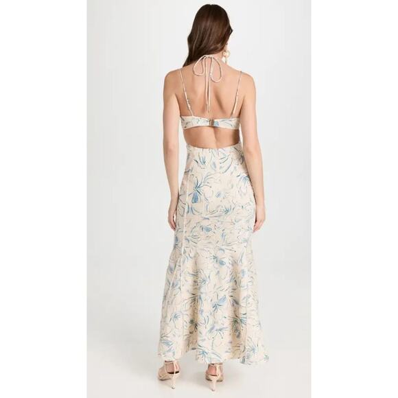 Significant Other Anica Maxi Dress Linen Cottage Summer Beachy Floral Boho Sz 2 - Picture 3 of 13